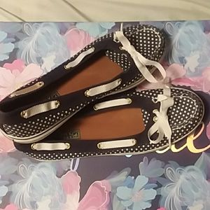 Sperry Top-Sider Navy Blue Polka dot shoes Size-8